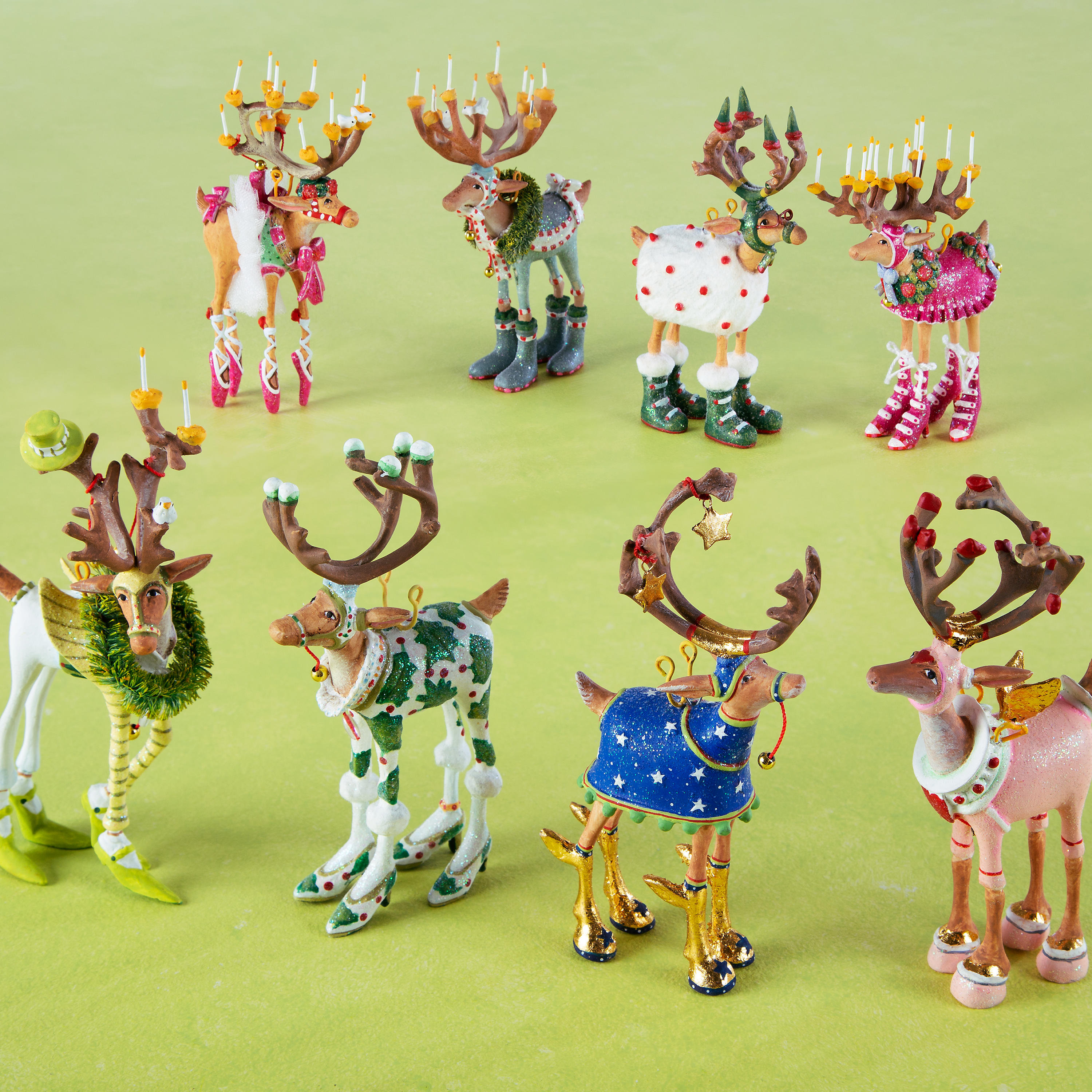 MacKenzie-Childs Patience Brewster 8 Piece Dash Away Reindeer Mini